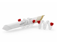 Stojánek na ubrousek, spirála - dekorovaný 2 červenými srdíčky