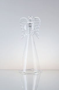 anděl malovaný s miskou pro čajovou svíčku čirý