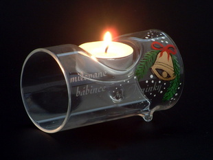 trubicový svícen na 1 svíčku s pískovaným věnováním