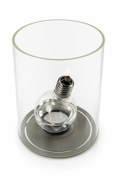 Designová olejová lampa ve skleněném válci
