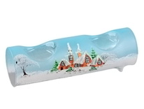 Vánoční malovaný trubicový svícen na 2 svíčky - bledě modrý