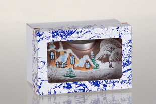 Vánoční malovaný trubicový svícen na 1 svíčku v dárkové krabičce