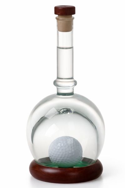 Láhev Magic s výdutí 0,20 ltr. Golf s dřevěnou podstavou