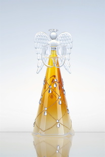 anděl malovaný s miskou pro čajovou svíčku žlutý