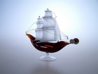 láhev skleněná loď - plachetnice 0,35 ltr